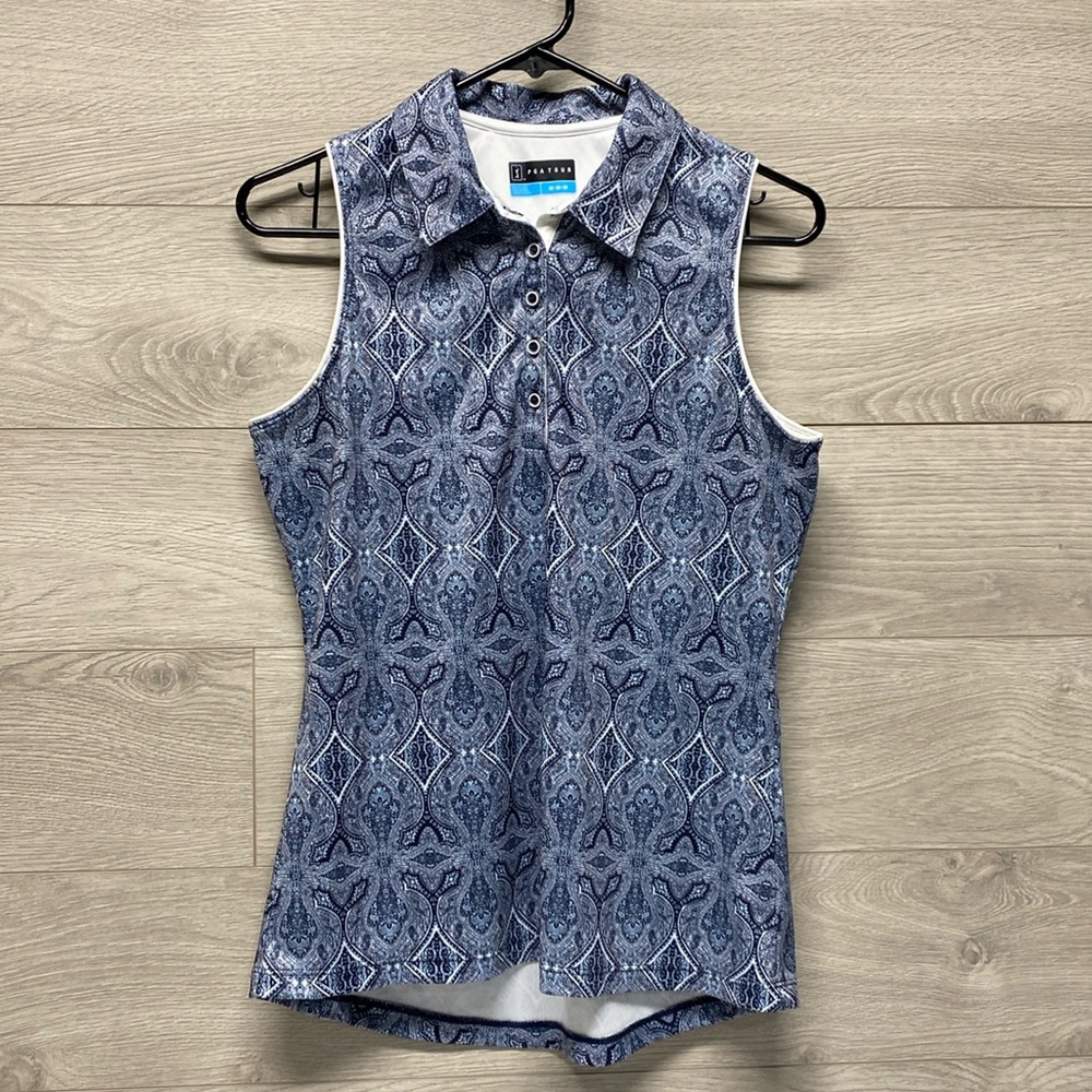 PGA Tour Ladies Sleeveless Golf Polo Paisley Pattern Medium